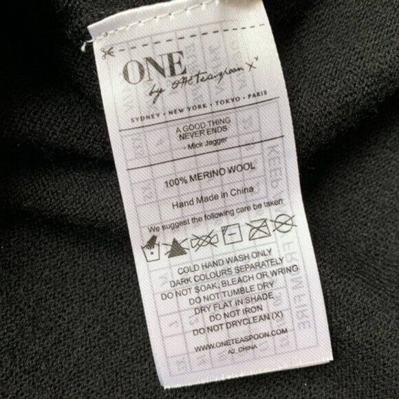 One Teaspoon Women's Sweater Merino Wool Deep V Wrap Surplice neckline Black XS - Picture 7 of 13